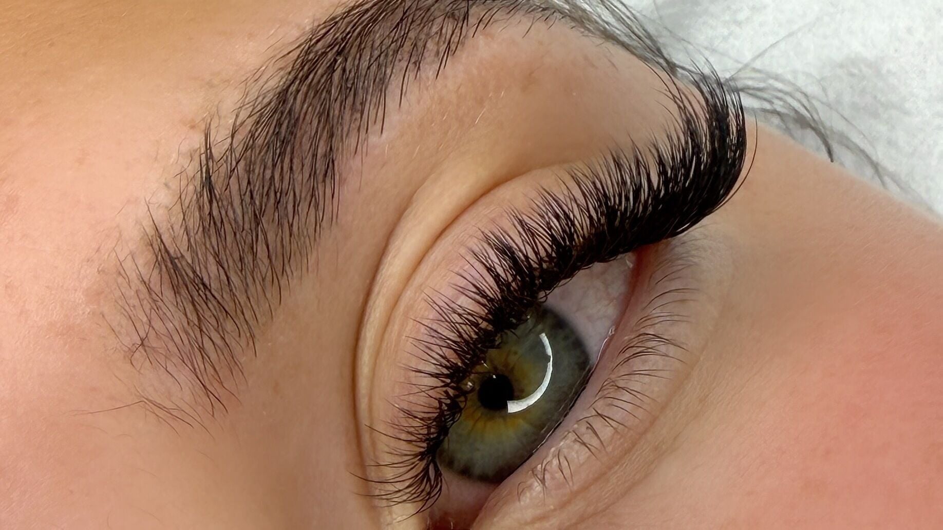 Close-up of lash extensions at The NaiLash Bar, Glasgow, Scotland, GB. Enhancing natural beauty.