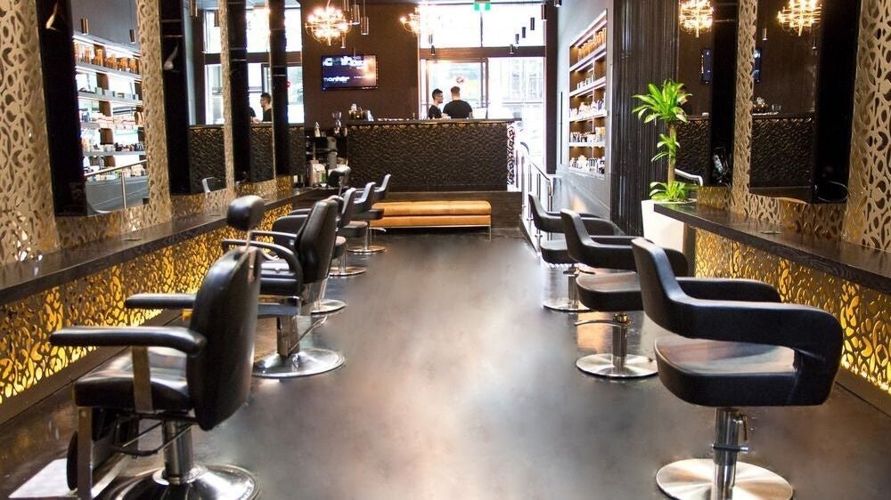 Modern salon interior with stylish chairs at Egon Navillera, Melbourne, Victoria, AU.