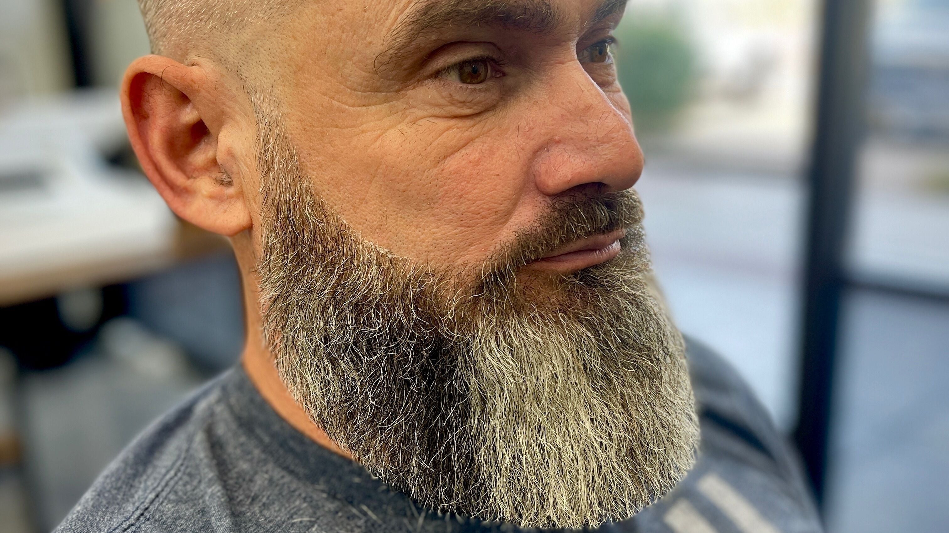Close-up of styled beard at Gabriels Pristine Barber Studio, Mesa, Arizona, US.