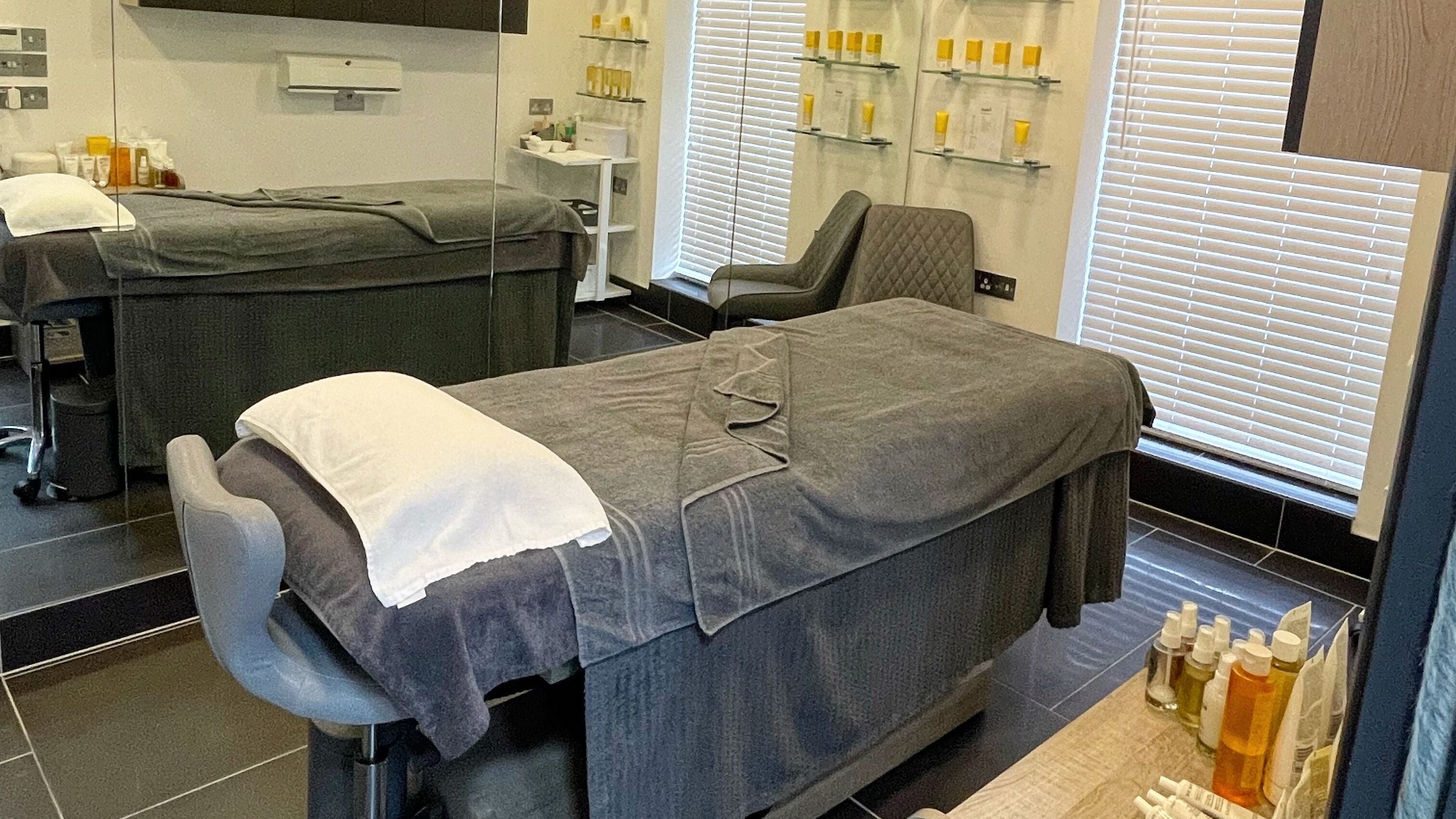 Serene treatment room at Vaughan's Hair and Beauty, Plymouth, England, GB, showcasing a relaxation spa setup.