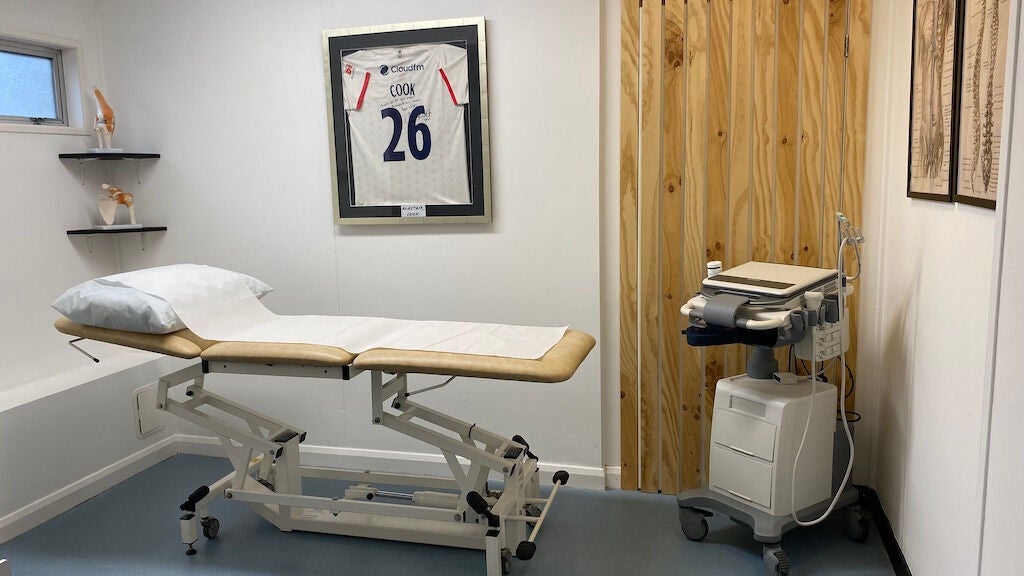 Treatment room at Physio Academy Chelmsford, Chelmsford, England, GB with a therapy bed and medical equipment.