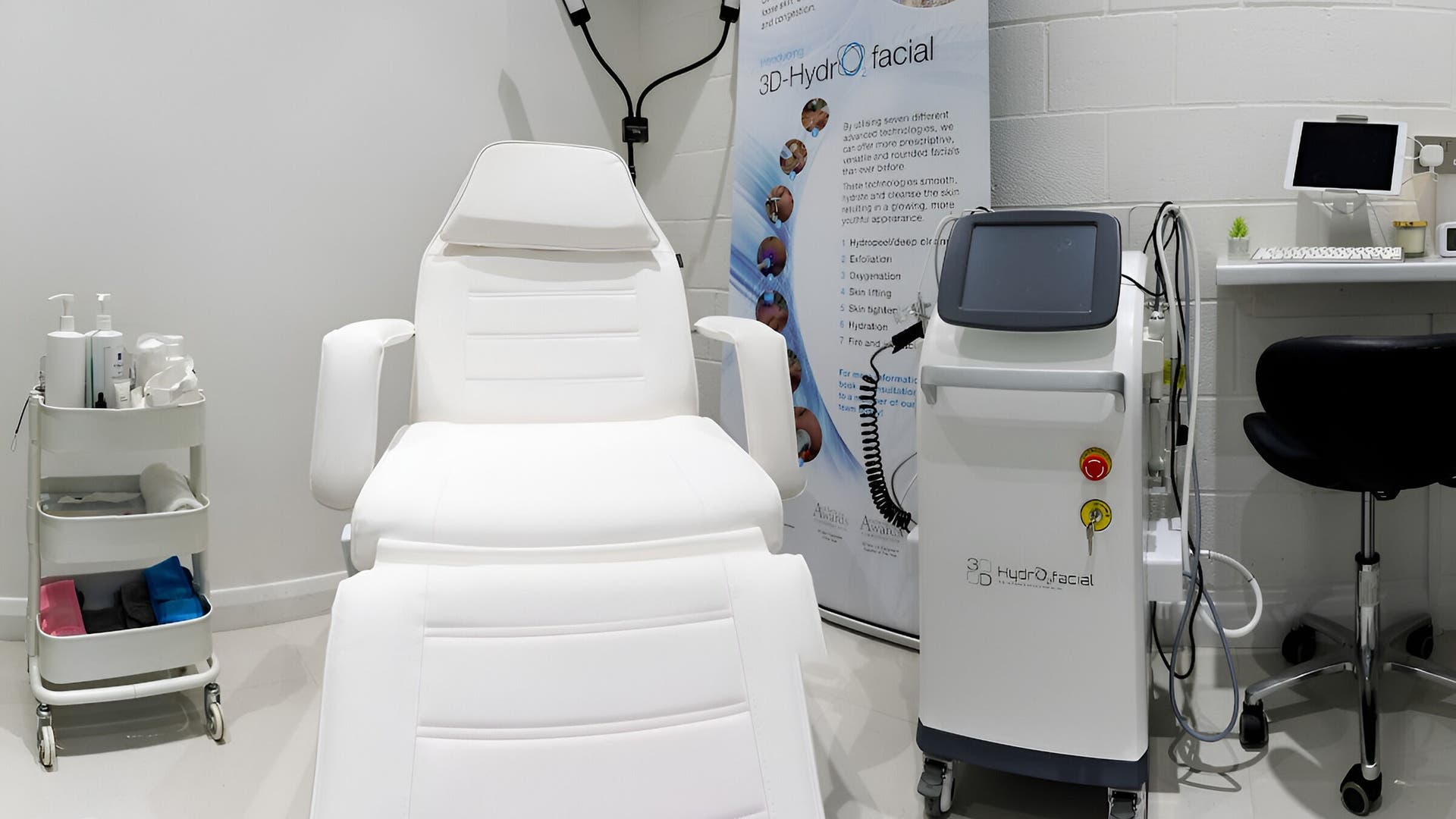 HydraFacial treatment room at Our Skin Clinic Nine Elms, London, England, GB with modern equipment.