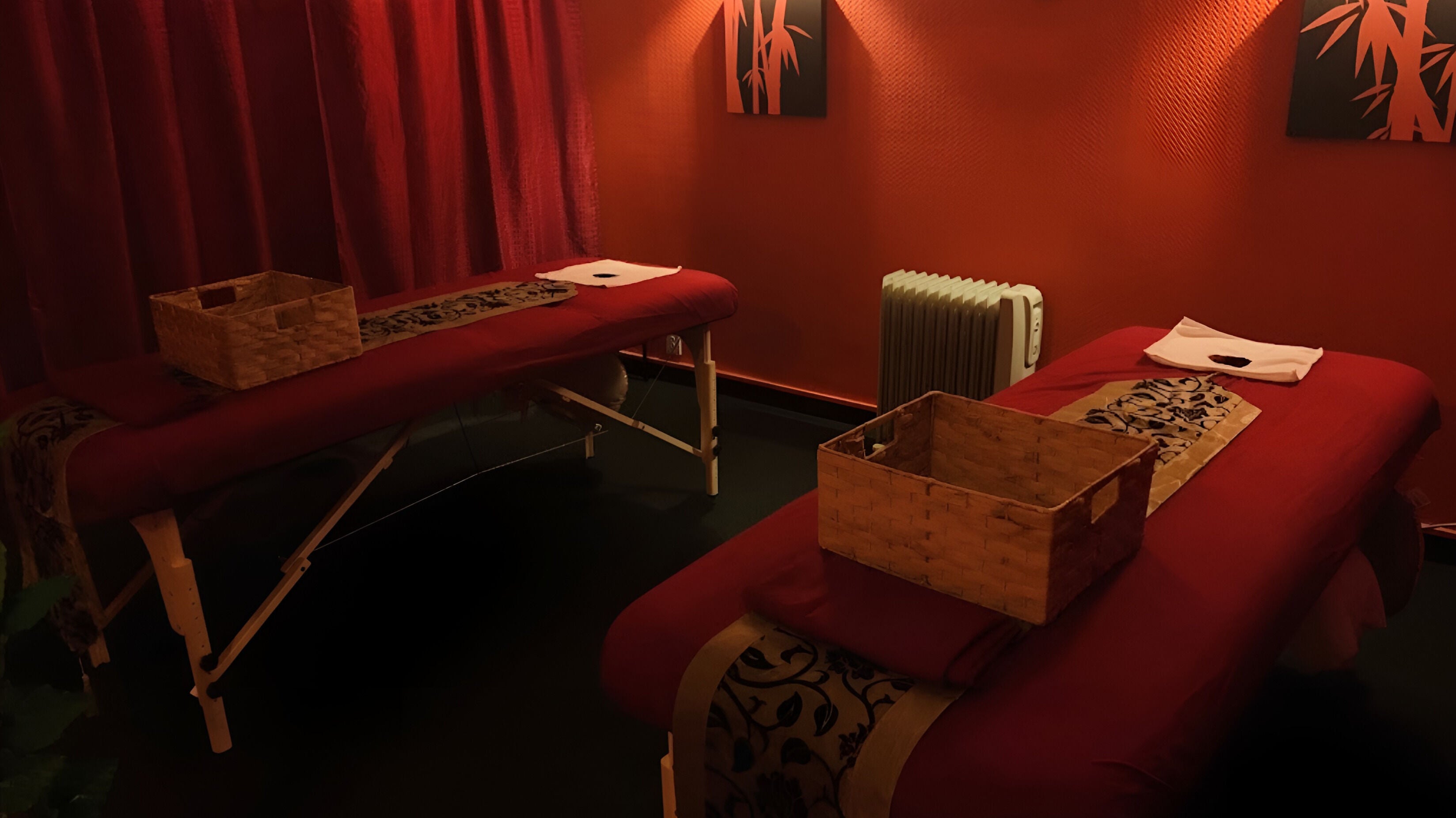 Relaxing massage room at Bamboo Spa Lower Hutt Wellington, featuring plush beds and warm lighting, Lower Hutt, Wellington, NZ.