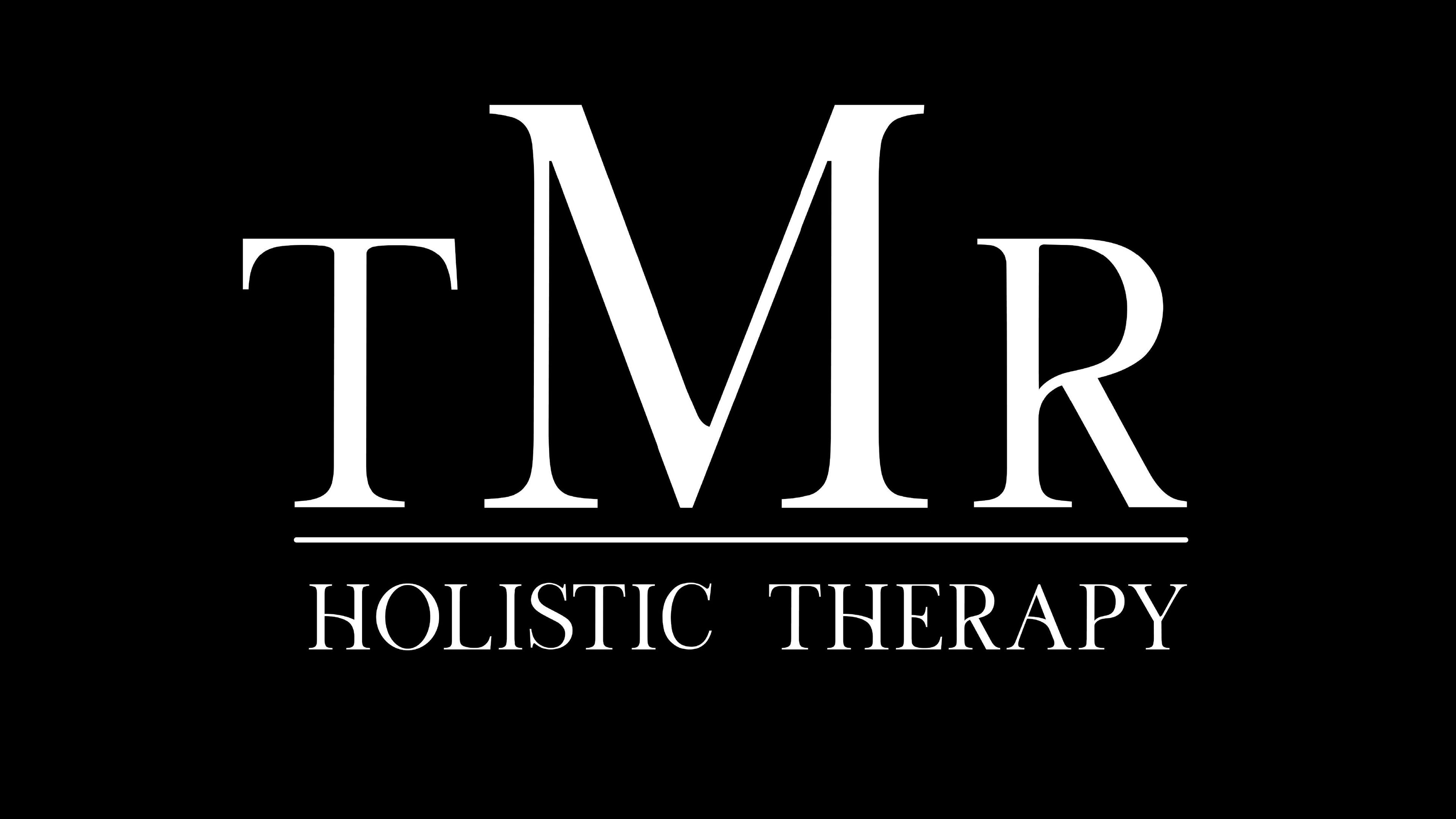 TMR Holistic Therapy logo on a black background, Cape Town, Western Cape, ZA.