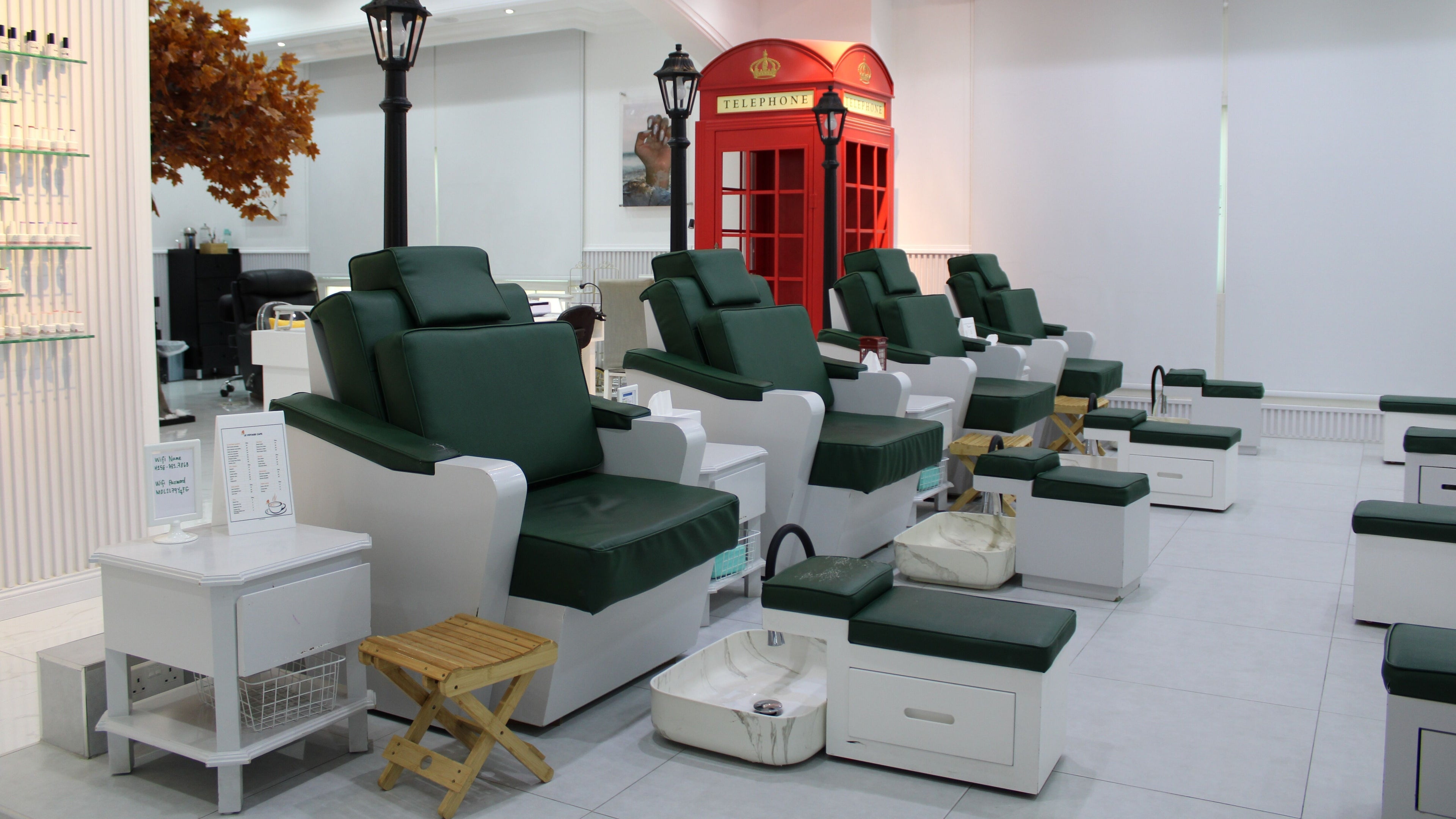 Luxurious pedicure chairs at Le Voyage Beauty and Spa, Abu Dhabi, AE, offering relaxing wellness experiences.