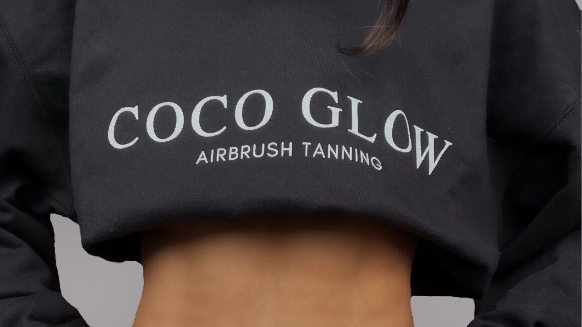 Coco Glow Airbrush hoodie showcasing branding in Shrewsbury, New Jersey, US.