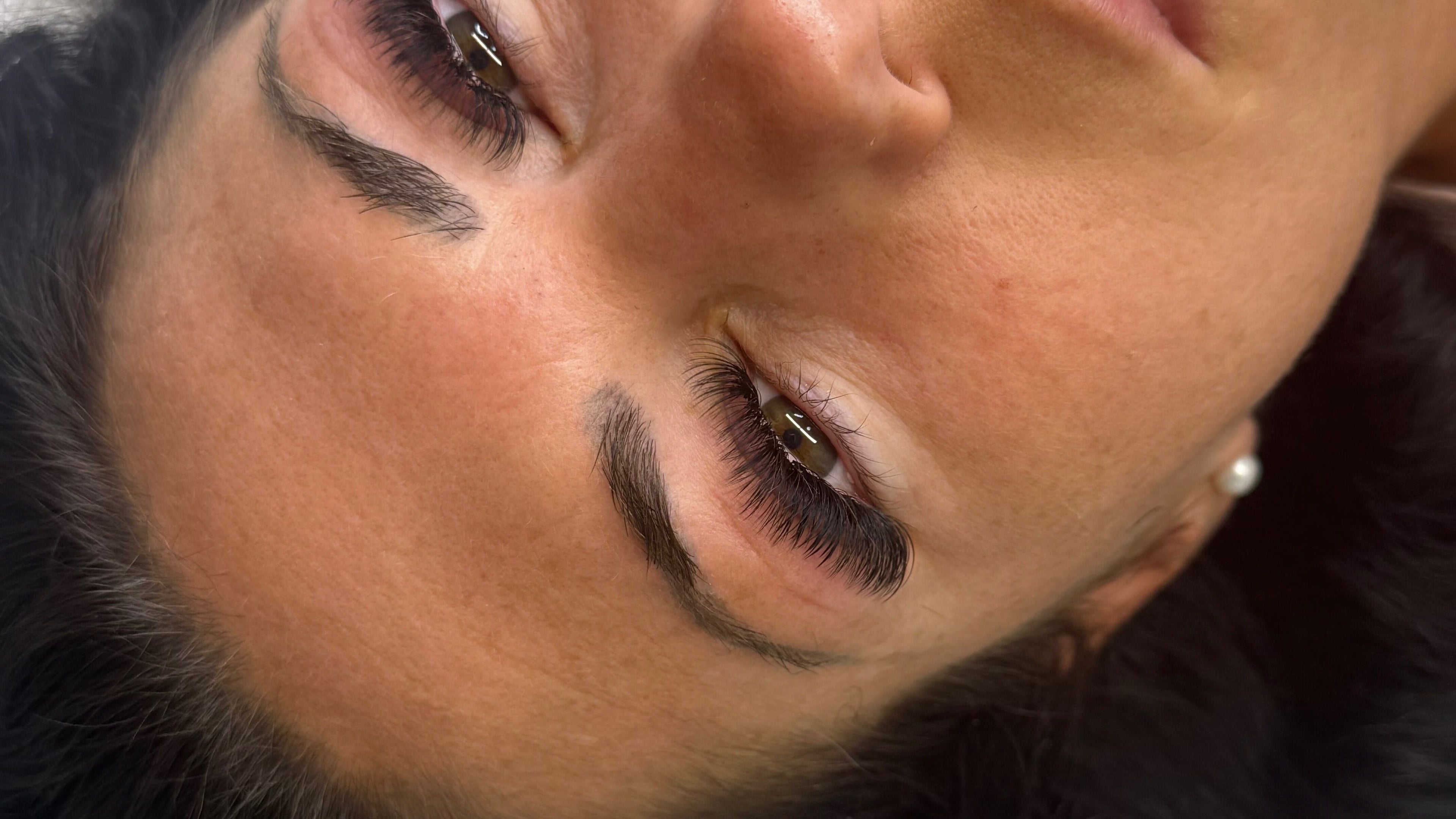 Close-up of eyelash extensions at Romaiya Beauty Bar, London, England, GB.