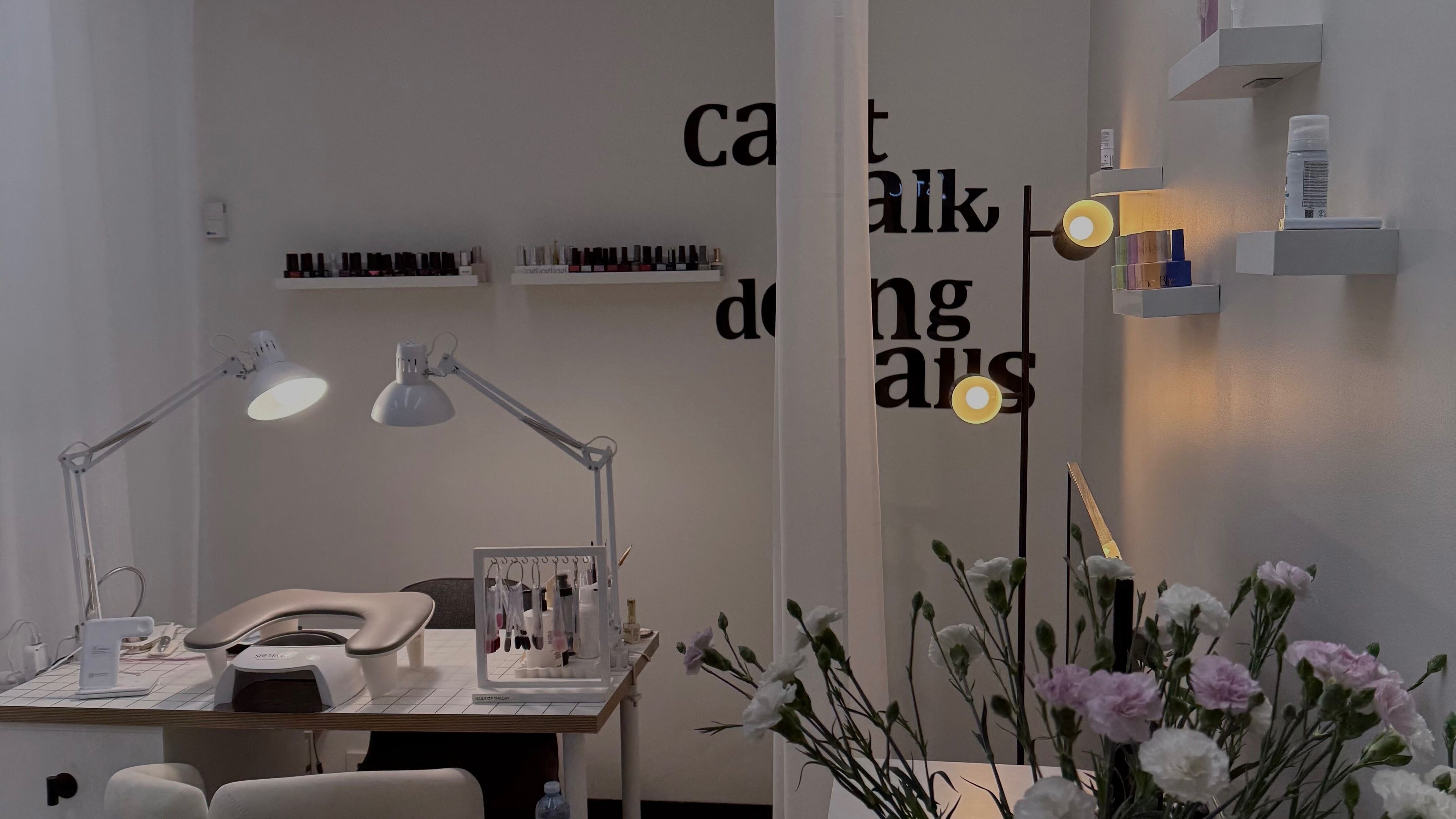 Modern manicure station at NAILME STUDIO, Melbourne, Victoria, AU, highlighting elegant nail care setup.