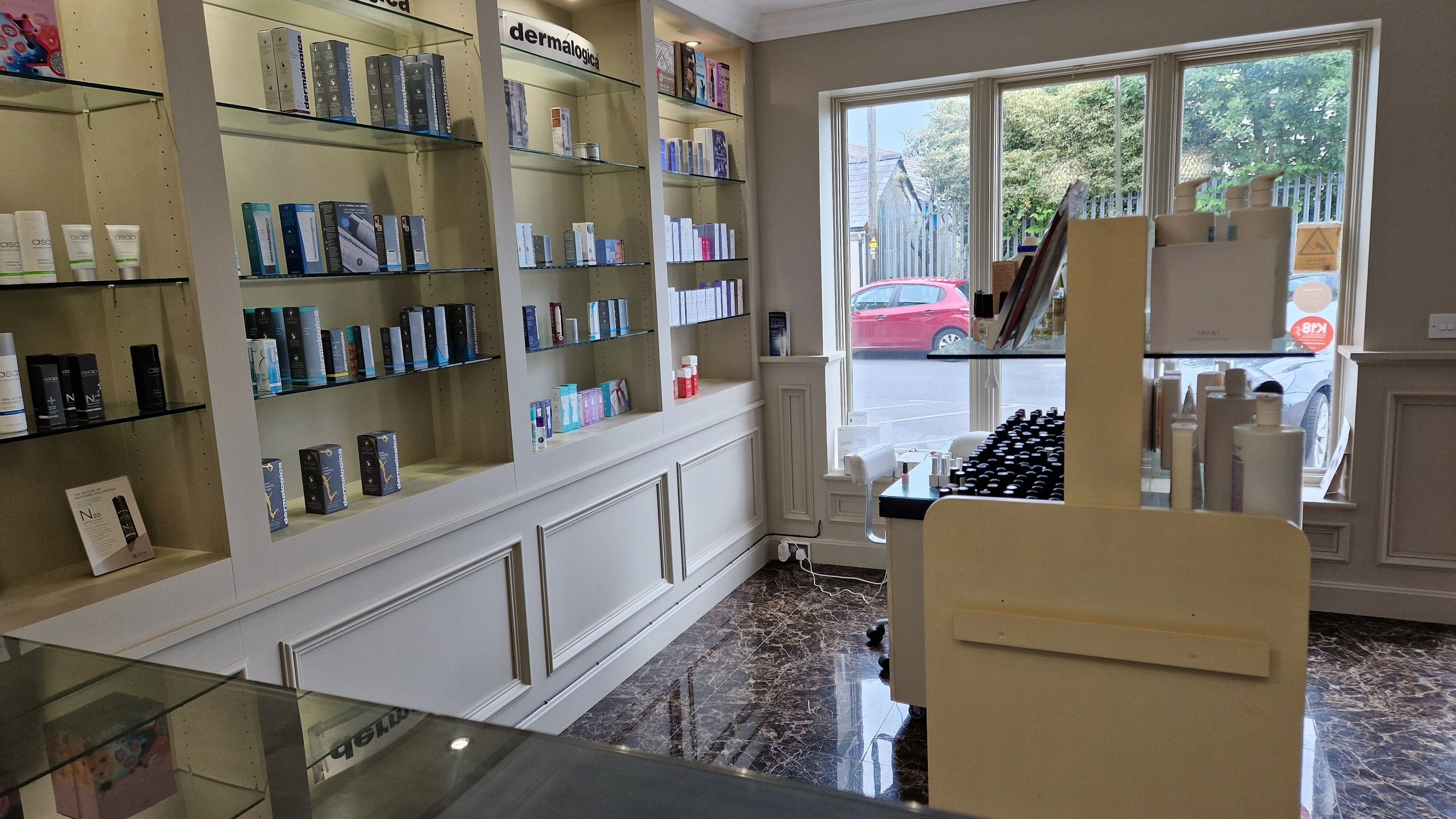 Calla Lily's elegant product display in Kildare, County Kildare, IE features premium skincare items neatly arranged.