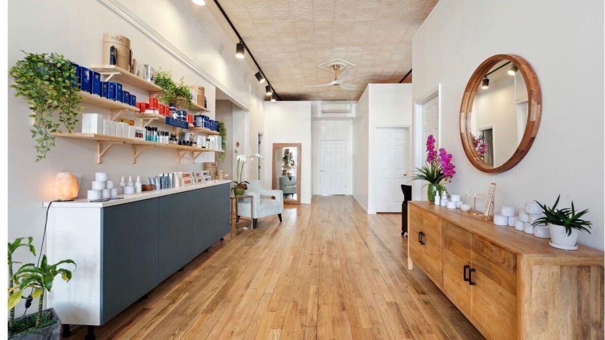 Elegant interior of Glowinskin Esthetics, Sea Cliff, New York, exuding warmth and tranquility.