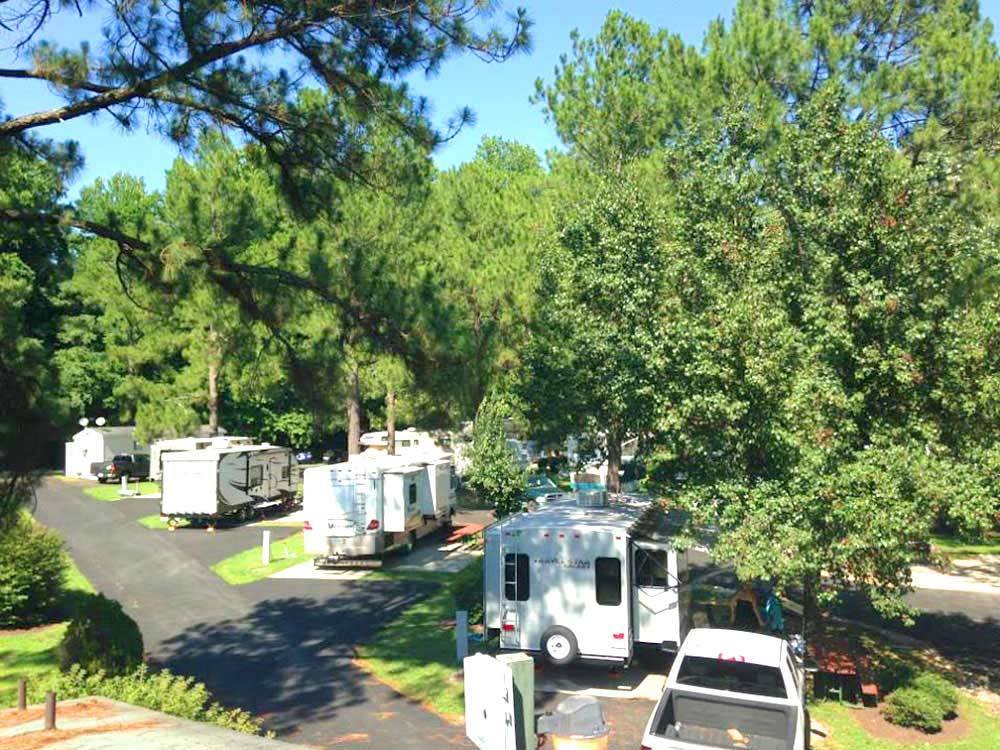 White travel trailers camping