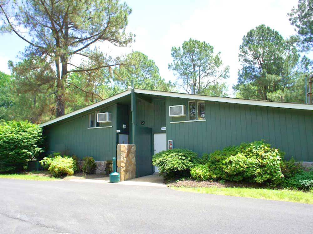 The entrance to the restroom building