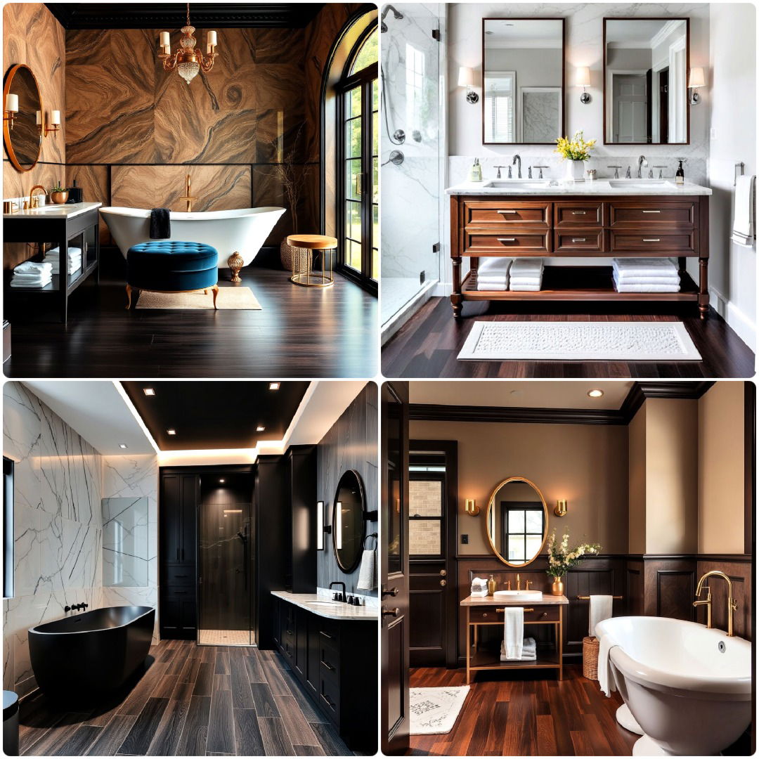 25 Dark Wood Floor Bathroom Ideas That Impress