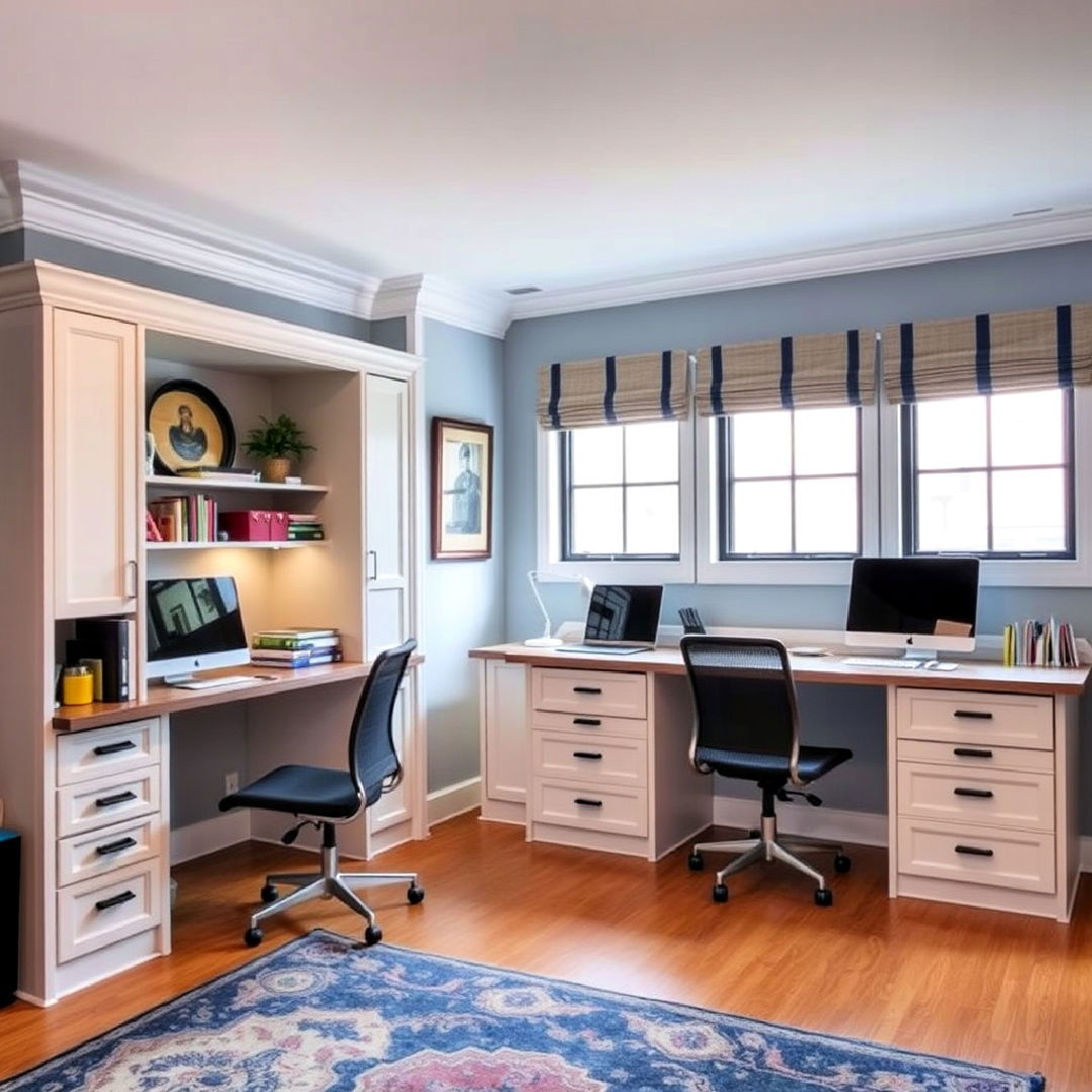 study area with built in desks