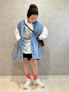 「NIKE(ナイキ)のアイテム(ソックス/靴下)」を使った、kii_memeさん(キッズ・145cm)の冬コーディネート