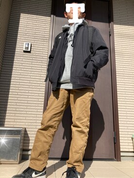 「NIKE(ナイキ)のアイテム(パーカー)」を使った、チクチクボーイさん(キッズ・147cm)の冬コーディネート