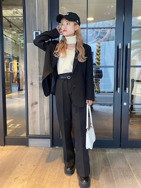 「SPINNS(スピンズ)のアイテム(テーラードジャケット)」を使った、中村 未緒さん(レディース・153cm)の秋コーディネート