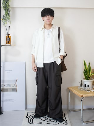 「WYM LIDNM(ウィム バイ リドム)のMICRO SPAN BASIC SHIRT(シャツ/ブラウス)」を使った、ともきさん(メンズ・168cm)の夏コーディネート
