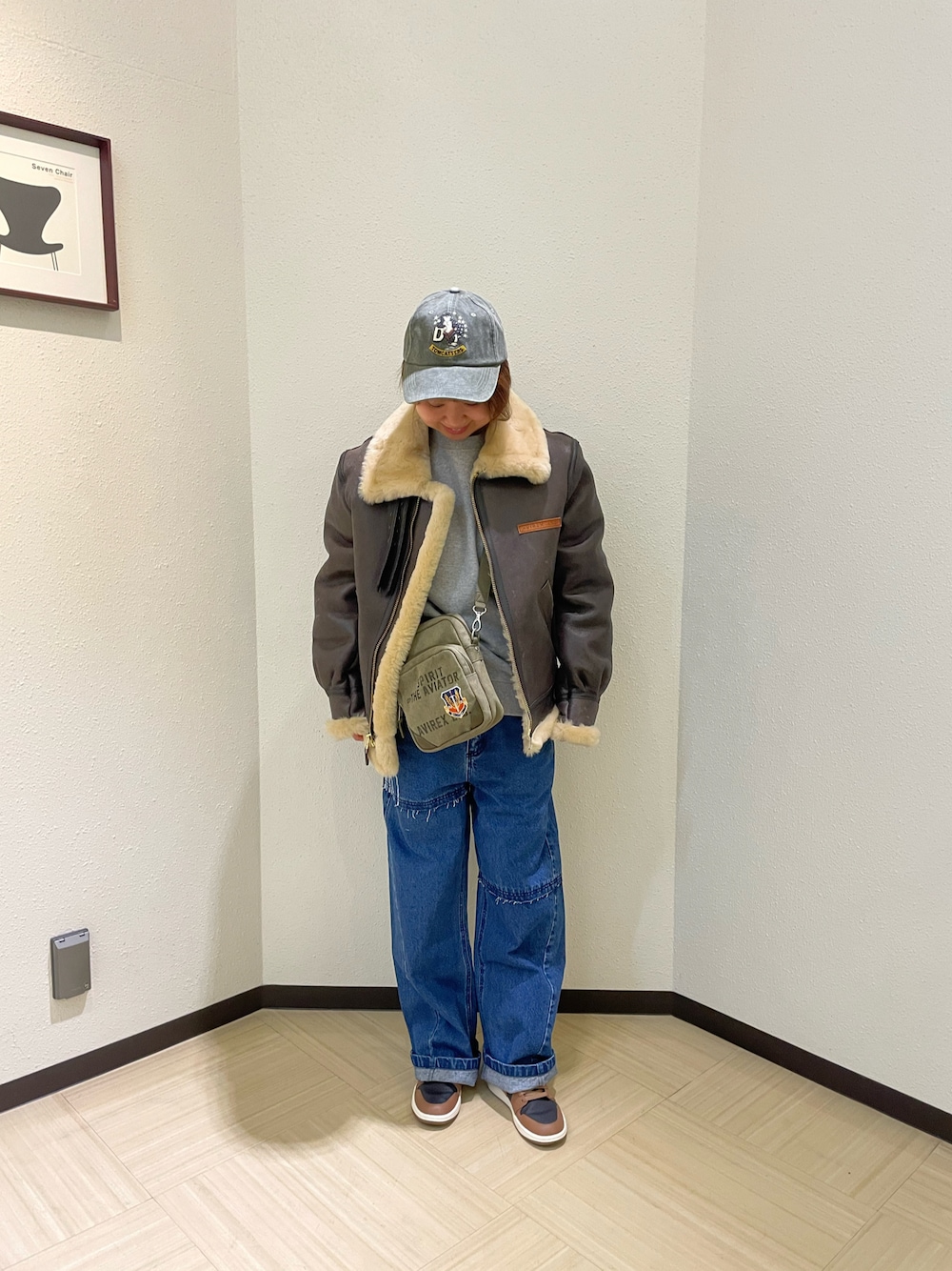 Risaさんの「US NAVY TOMCAT PIGMENT CAP / USネイビー トムキャット ピグメント キャップ / AVIREX / アヴィレックス（AVIREX）」を使ったコーディネートの1枚目の写真