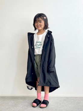 hana*さんの「【KIDS】【ZOZOTOWN限定】テールヘムラインビッグチュニックプリントTee/Calm」を使ったコーディネート