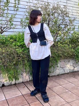 uyuさんの「＜6(ROKU)＞GEORGETTE TUCK PANTS 2/パンツ（6 | ロク）」を使ったコーディネート