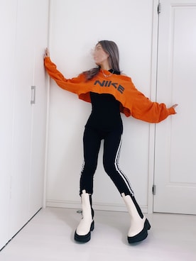 「NIKE(ナイキ)のアイテム(スウェット)」を使った、Kahoさん(レディース・150cm)の秋コーディネート