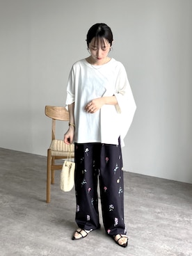 konさんの「ドルマンスリーブワイドTシャツ  ラクに体型カバーも叶う！綿100％（reca | レカ）」を使ったコーディネート
