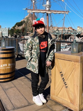 「NIKE(ナイキ)のアイテム(スウェット)」を使った、sui_mmyさん(キッズ・147cm)の冬コーディネート