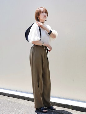 金子三記(miki)さんの「《UNISEX》Lyocell Twill Chambray Prime-Wide One-Tuck Pants/リヨセルツイルシャンブレープライムワイドワンタックパンツ【MAISON SPECIAL/メゾンスペシャル】■セットアップ対応■」を使ったコーディネート