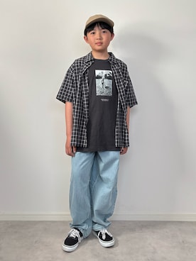 「VANS(バンズ)のアイテム(スニーカー)」を使った、M&Kさん(キッズ・140cm)の春コーディネート
