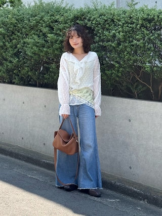 「eLur(エラー)の【eLur】フリルシフォンブラウス(シャツ/ブラウス)」を使った、木村 星南(せな)さん(レディース・162cm)の春コーディネート