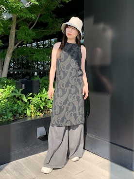 「STUDIOUS(ステュディオス)のアイテム(帽子)」を使った、坂田 円香 Sakata Madokaさん(レディース・163cm・20代)の夏コーディネート