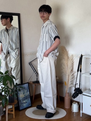 「ikka(イッカ)の【MonoMax × 小泉孝太郎】冷感パナマレギュラーカラー半袖シャツ「小泉孝太郎さん着用モデル」(シャツ/ブラウス)」を使った、市川 昇さん(メンズ・169cm)の夏コーディネート
