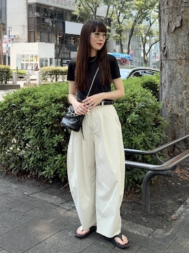 「OOFOS(ウーフォス)のアイテム」を使った、MINAEさん(レディース・160cm)の夏コーディネート