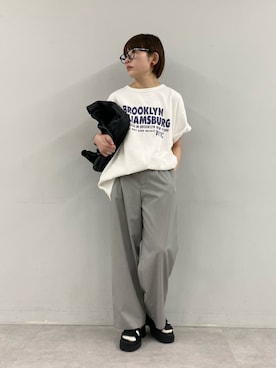 kahoさんの「ロゴプリントTシャツ」を使ったコーディネート