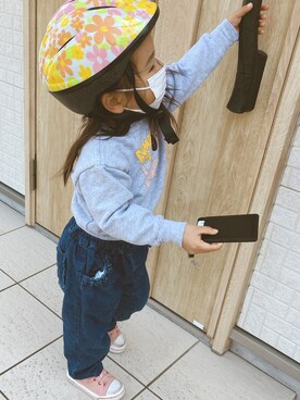 「THE ANIMAL OBSERVATORY(ジアニマルオブザバートリー)のアイテム(スウェット)」を使った、ぷくぷくちゃんさん(キッズ・90cm)の春コーディネート
