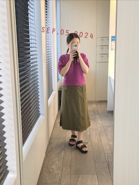 mokoさんの「SMF コットンツイル フロントチェーンスカート（EMMEL REFINES | エメルリファインズ）」を使ったコーディネート