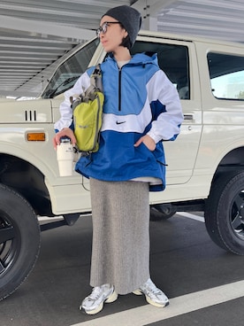 「NIKE(ナイキ)のアイテム(ナイロンジャケット)」を使った、minami さん(レディース・158cm)の冬コーディネート