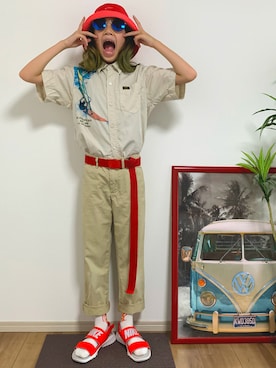 「NIKE(ナイキ)のアイテム(サンダル)」を使った、na___chi.0612さん(キッズ・135cm)の夏コーディネート