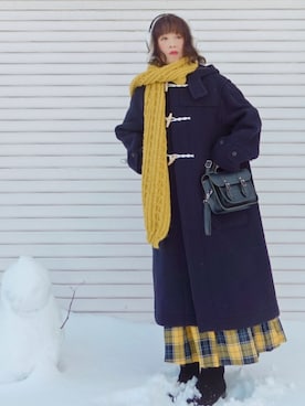 「SPINNS(スピンズ)のアイテム(イヤーマフ)」を使った、Megchuさん(レディース・155cm)の冬コーディネート