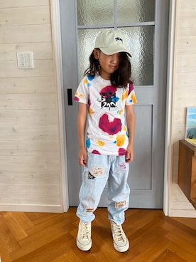 「NIKE(ナイキ)のアイテム(トップス)」を使った、komaさん(キッズ・130cm)の夏コーディネート