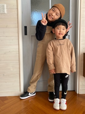 「NIKE(ナイキ)のアイテム(レギンス/スパッツ)」を使った、komaさん(キッズ・124cm)の冬コーディネート