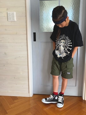 「NIKE(ナイキ)のアイテム(ヘアバンド)」を使った、komaさん(キッズ・130cm)の夏コーディネート