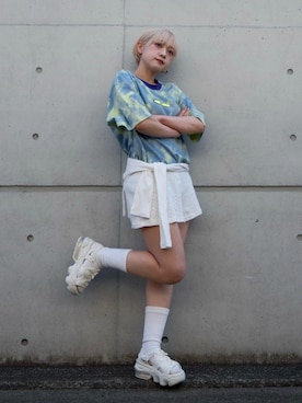 「NIKE(ナイキ)のアイテム(Tシャツ/カットソー)」を使った、カフェ店長aoiさん(レディース・147cm)の春コーディネート