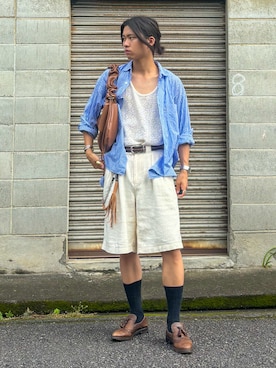 soshunさんの「SHIRT FIRSTHAND by 5525gallery/シャツファーストハンド バイ 5525ギャラリー SHFH REGULAR COLLAR SHIRTS / レギュラーカラーシャツ」を使ったコーディネート