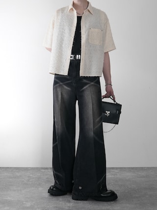 「ADRER(アドラー)のCropped Regular Collar Short Sleeve Shirt / クロップド レギュラーカラー ショートスリーブシャツ(シャツ/ブラウス)」を使った、犬飼京 inukai keiさん(メンズ・183cm)の春コーディネート