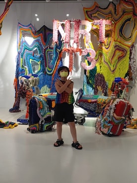 「NIKE(ナイキ)のアイテム(サンダル)」を使った、siwooxharuki0909さん(キッズ・135cm)の夏コーディネート