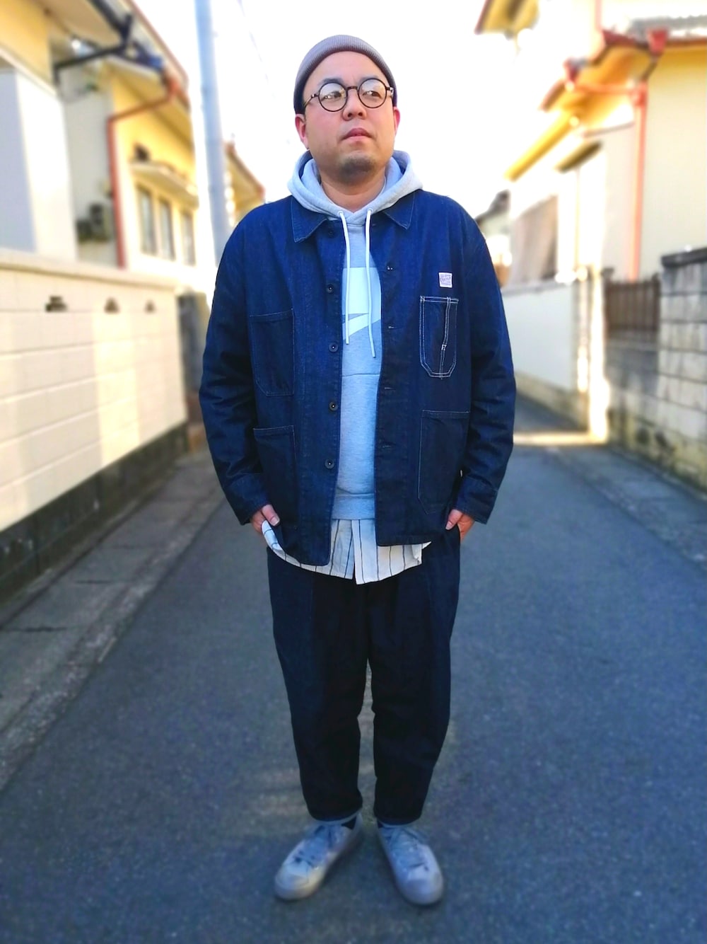 のたさんの「NIKE AS M NSW NSP HOODIE PO FT (GREY HEATHER/WHITE) 【SP】（NIKE）」を使ったコーディネートの1枚目の写真