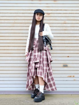 「NIKE(ナイキ)のアイテム(ソックス/靴下)」を使った、花音さん(キッズ・149cm)の秋コーディネート