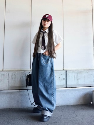 「JOHNNY WOLF(ジョニーウルフ)のORCHIS カウレザー ミニショルダーバッグ(ショルダーバッグ)」を使った、花音さん(キッズ・150cm)の春コーディネート